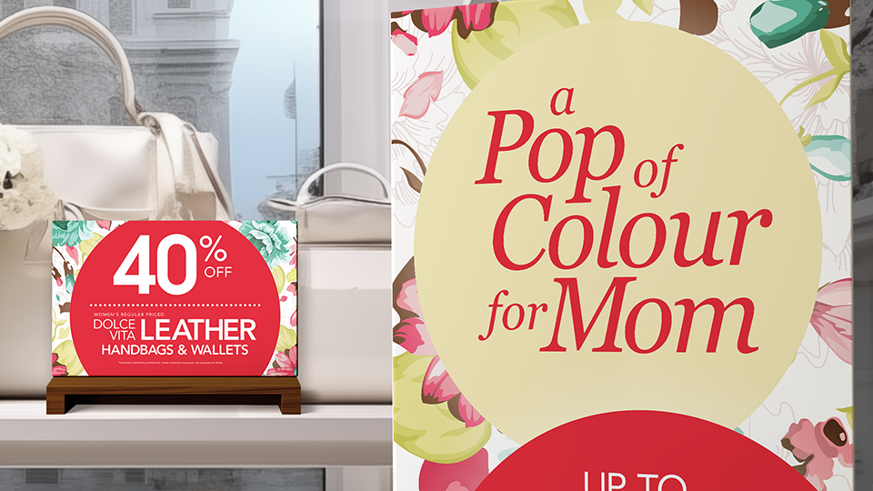 A Pop of Colour for Mom In-store Signage
